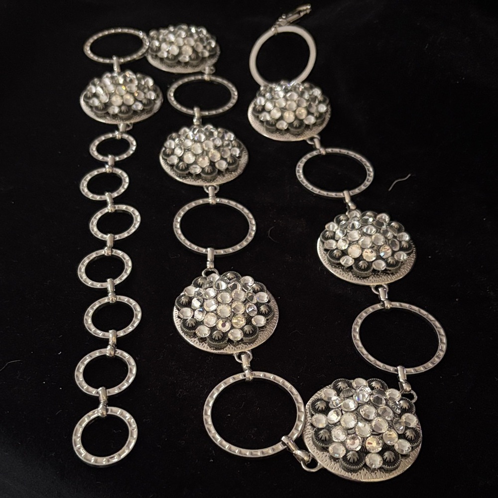Elegant Silver 36” Belt with Crystal Accents
